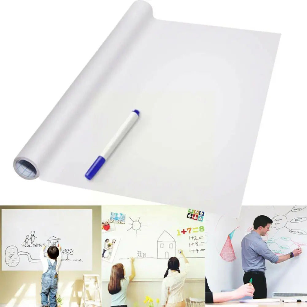 Erasable Whiteboard & Blackboard Sticker – Large PVC Adhesive Teaching Board (45×200cm) with Pen